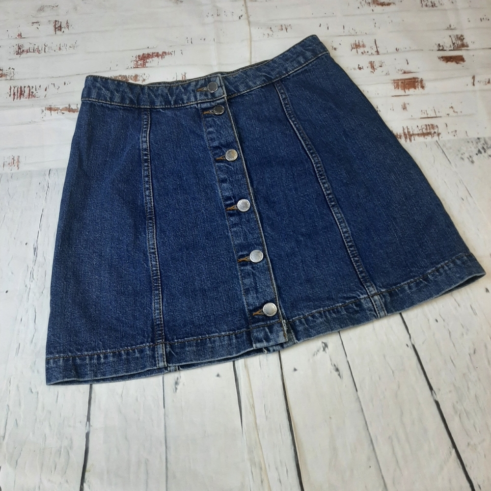 Topshop Moto button down jean skirt